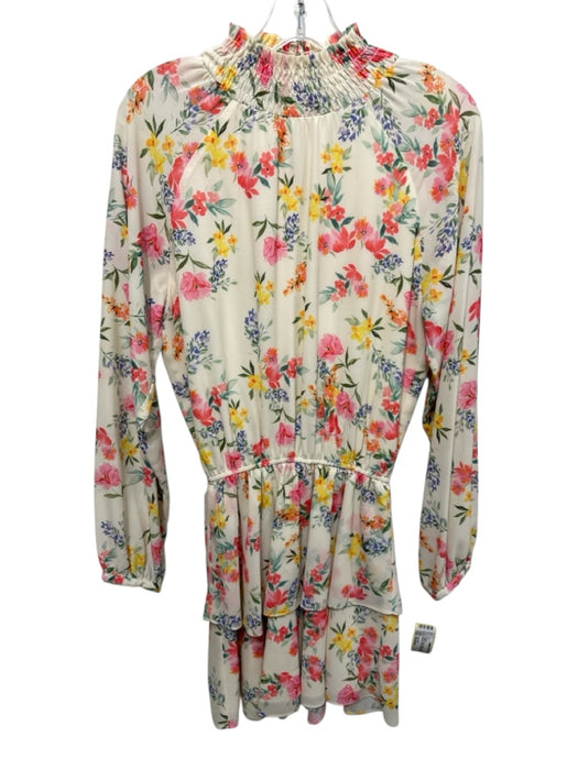 Yumi Kim Size Medium White, Pink, Yellow Polyester Long Sleeve Floral Dress White, Pink, Yellow / Medium