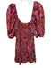 RAHI Size Small Red, Purple, Orange Cotton Short Puff Sleeve Floral Ruffle Dress Red, Purple, Orange / Small