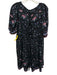 Natalie Martin Size XS Black, Purple, Teal Silk Short Sleeve Floral Tiered Dress Black, Purple, Teal / XS