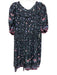 Natalie Martin Size XS Black, Purple, Teal Silk Short Sleeve Floral Tiered Dress Black, Purple, Teal / XS
