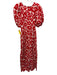 Zara Size Small Red & White Cotton Blend Short Puff Sleeve Floral V Neck Dress Red & White / Small