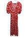 Zara Size Small Red & White Cotton Blend Short Puff Sleeve Floral V Neck Dress Red & White / Small
