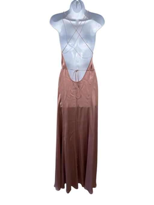Michelle Mason Size 6 Mauve Pink Silk Spaghetti Strap Satin Midi Dress Mauve Pink / 6