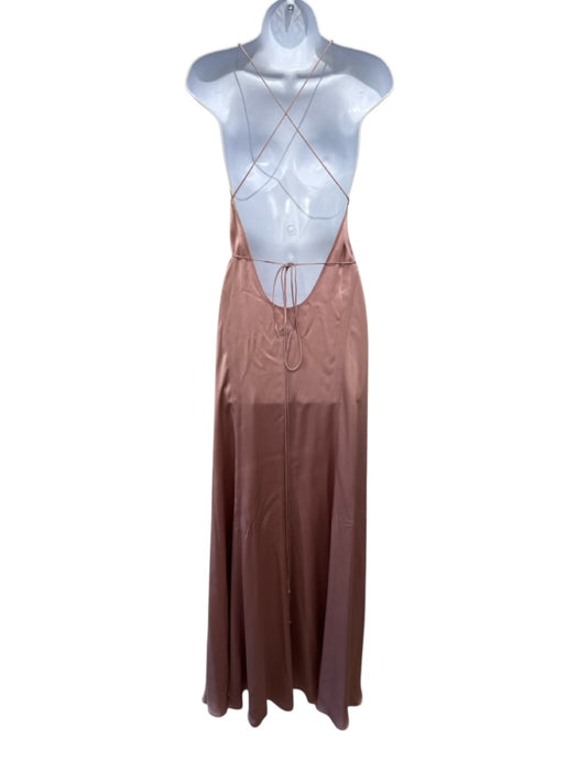 Michelle Mason Size 6 Mauve Pink Silk Spaghetti Strap Satin Midi Dress Mauve Pink / 6