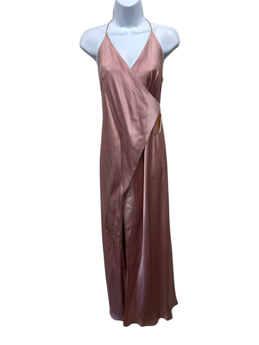 Michelle Mason Size 6 Mauve Pink Silk Spaghetti Strap Satin Midi Dress Mauve Pink / 6