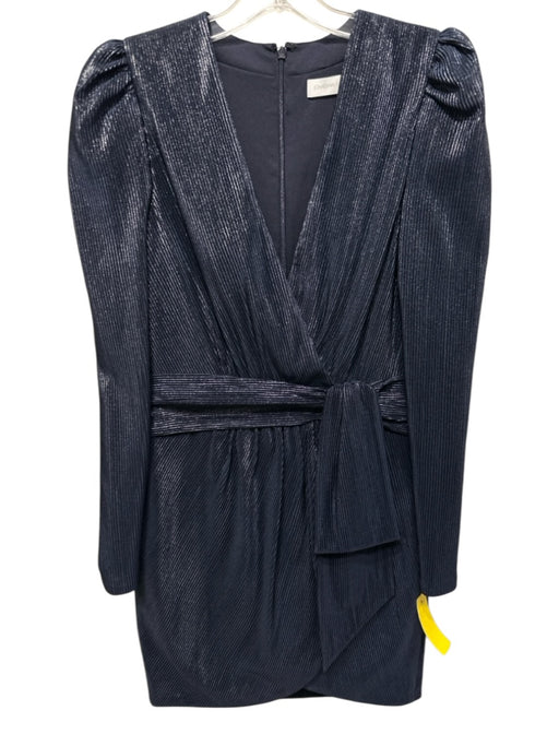 Jonathan Simkhai Size 4 Navy Blue Polyester Long Sleeve Ribbed Surplice Dress Navy Blue / 4