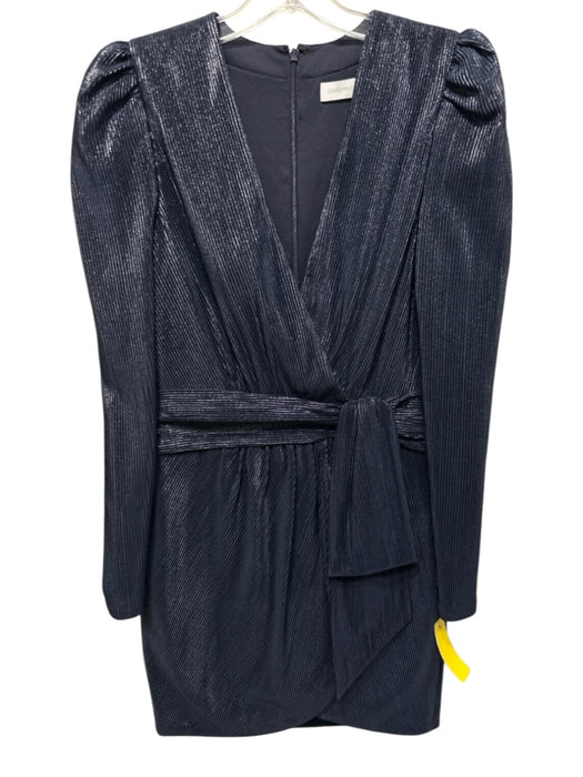 Jonathan Simkhai Size 4 Navy Blue Polyester Long Sleeve Ribbed Surplice Dress Navy Blue / 4