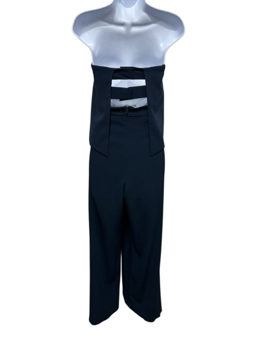 Jay Godfrey Size 4 Navy Blue Strapless Wide Leg Cut Out Darted Jumpsuit Navy Blue / 4