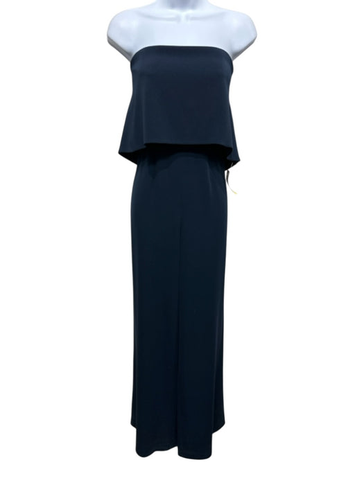 Jay Godfrey Size 4 Navy Blue Strapless Wide Leg Cut Out Darted Jumpsuit Navy Blue / 4