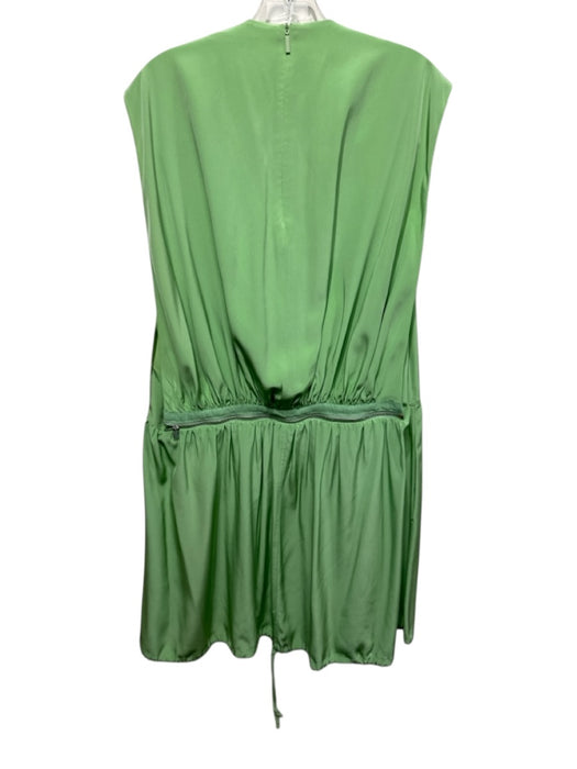 Tibi Size 4 Pastel Green Silk Sleeveless Zip Detail Gathered Dress Pastel Green / 4