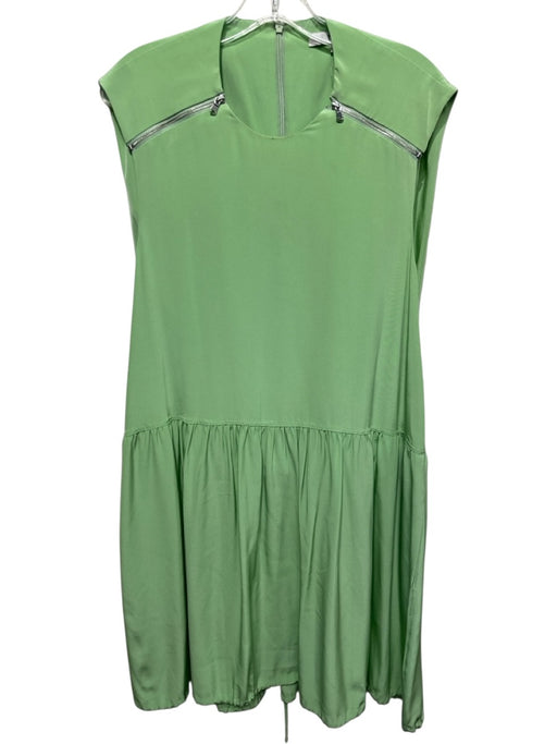 Tibi Size 4 Pastel Green Silk Sleeveless Zip Detail Gathered Dress Pastel Green / 4