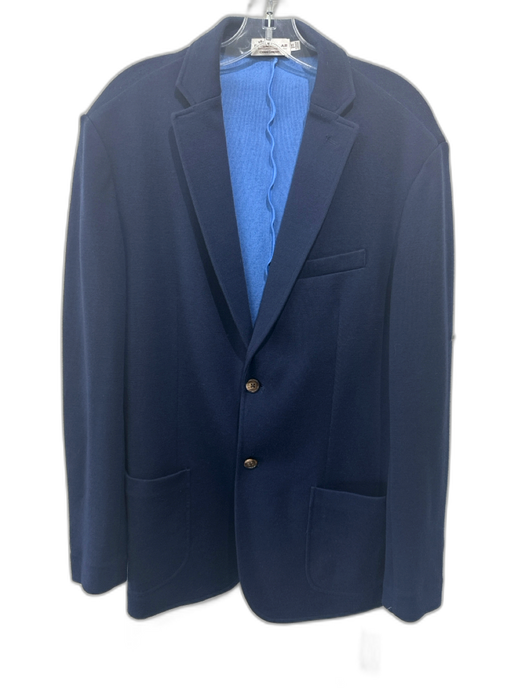Peter Millar Navy Blue Wool Solid 2 Button Blazer Navy Blue / XL