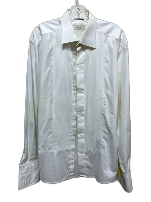 Eton Size 16.5 White Cotton Solid Button Down Men's Long Sleeve Shirt White / 16.5