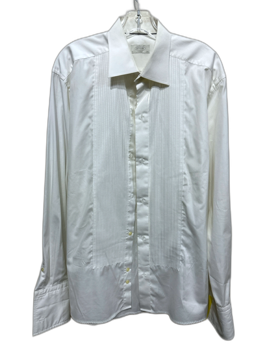 Eton Size 16.5 White Cotton Solid Button Down Men's Long Sleeve Shirt White / 16.5