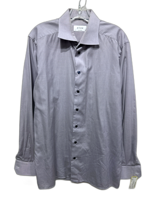 Eton Size 16 Blue & Yellow Cotton Plaid Button Down Men's Long Sleeve Shirt Blue & Yellow / 16