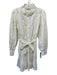 Sea New York Size 10 Cream Linen Blend Floral Lace Button Down Above Knee Dress Cream / 10