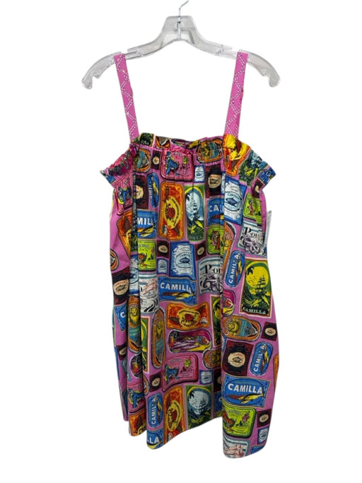 Camilla Size M/L Pink & Multi Organic Cotton Rhinestone tin fish print Dress Pink & Multi / M/L