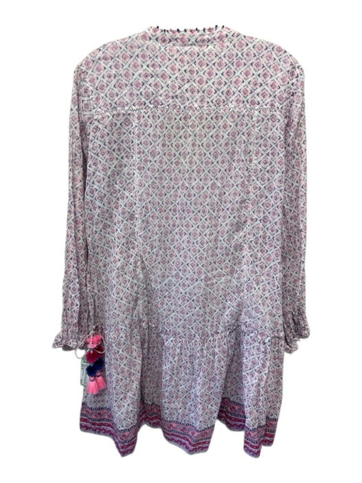Poupette St. Barth Size M Pink & Purple Viscose Block Printed V Neck Mini Dress Pink & Purple / M