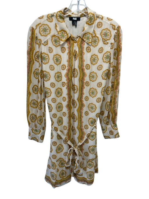 Paige Size L Yellow, Beige, Green, Brown Silk paisley medallion Dress Yellow, Beige, Green, Brown / L