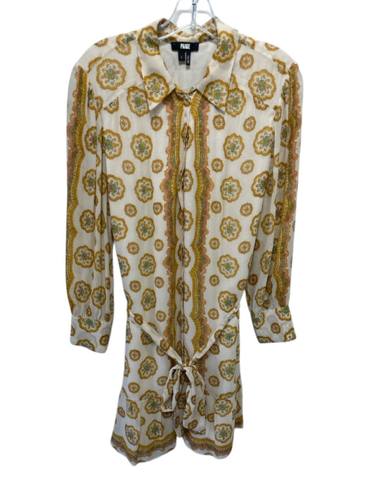 Paige Size L Yellow, Beige, Green, Brown Silk paisley medallion Dress Yellow, Beige, Green, Brown / L