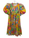 Love The Label Size S Beige, Orange, Multi Cotton Seersucker Abstract Dress Beige, Orange, Multi / S