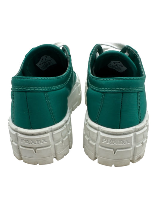 Prada Shoe Size 36 Green & White Nylon Low Top Lug Sole Platform Sneakers Green & White / 36