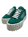 Prada Shoe Size 36 Green & White Nylon Low Top Lug Sole Platform Sneakers Green & White / 36