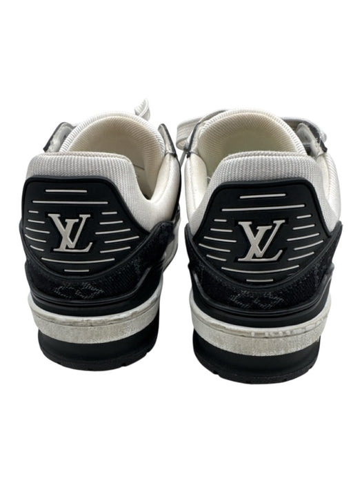 Louis Vuitton Shoe Size 8.5 Black & White Leather Denim Monogram Lace Sneakers Black & White / 8.5