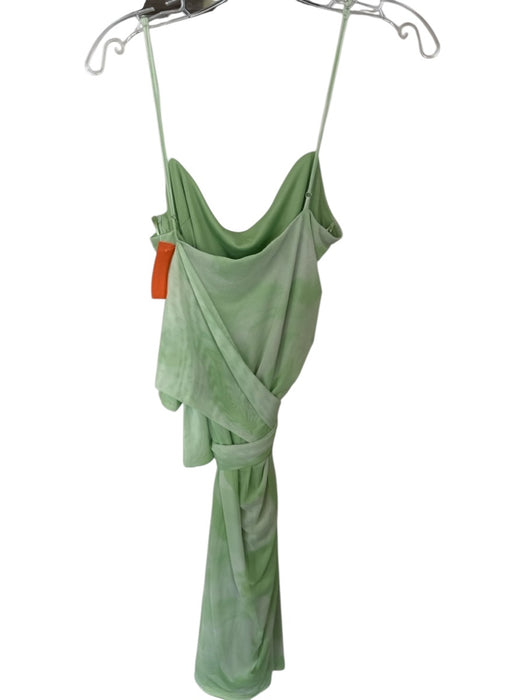 Zara Size Est M Green Spaghetti Strap Tie Dye Cowl neck Gathered Side Dress Green / Est M