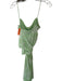 Zara Size Est M Green Spaghetti Strap Tie Dye Cowl neck Gathered Side Dress Green / Est M