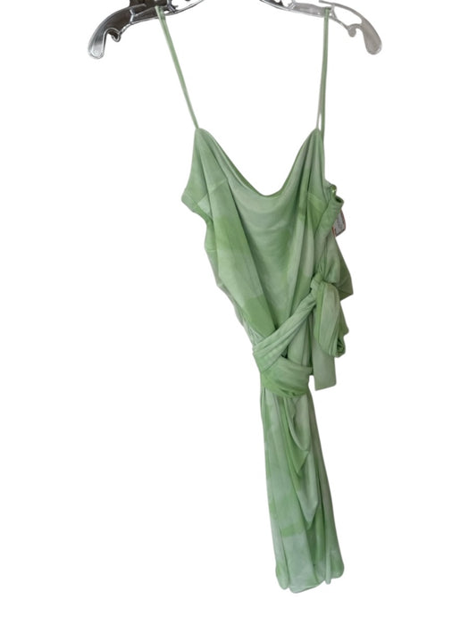 Zara Size Est M Green Spaghetti Strap Tie Dye Cowl neck Gathered Side Dress Green / Est M