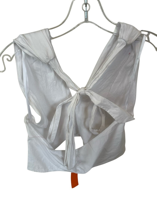 Staud Size 8 White Cotton Halter Neck Cropped Top White / 8