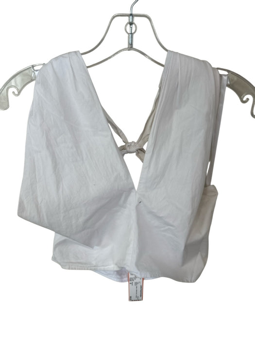 Staud Size 8 White Cotton Halter Neck Cropped Top White / 8