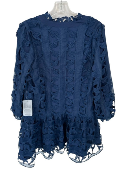 Ciebon Size S Navy Polyester Long Balloon Sleeve Lace Overlay Dress Navy / S