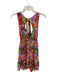 House of Harlow Size XS Purple & Green Linen Sleeveless Tropical Back Tie Dress Purple & Green / XS