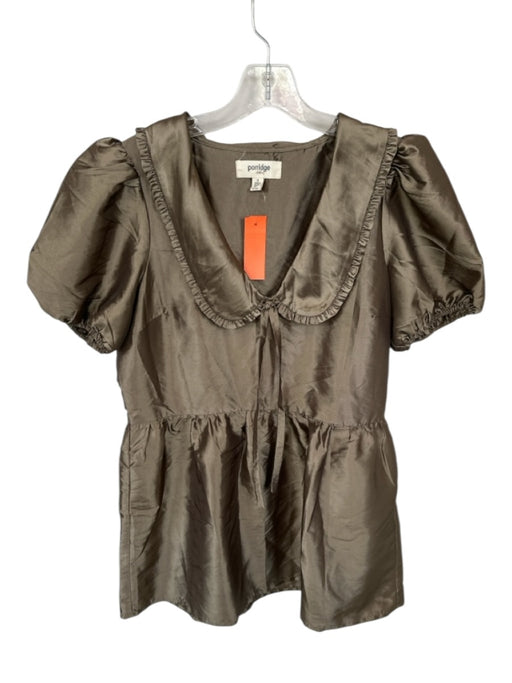 Porridge Size S Taupe Nylon Short Balloon Sleeve Bib Dress Taupe / S