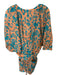 Agua Bendita Size M Orange & Teal Print Cotton Short Balloon Sleeve Romper Orange & Teal Print / M