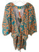 Agua Bendita Size M Orange & Teal Print Cotton Short Balloon Sleeve Romper Orange & Teal Print / M