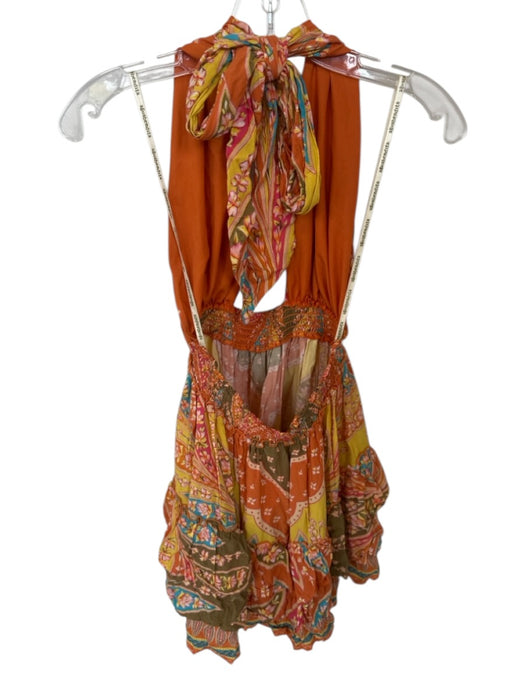 Agua Bendita Size L Orange & Yellow Viscose Halter Neck Kaleidoscope Dress Orange & Yellow / L