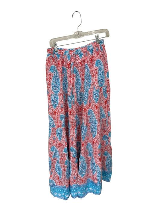 Crown & Ivy Size S Orange & Blue Rayon Drawstring Kaleidoscope Maxi Skirt Orange & Blue / S