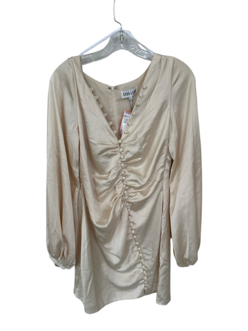 Sabo Luxe Size L Champagne Polyester Long Balloon Sleeve Buttons Dress Champagne / L