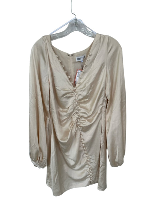 Sabo Luxe Size L Champagne Polyester Long Balloon Sleeve Buttons Dress Champagne / L
