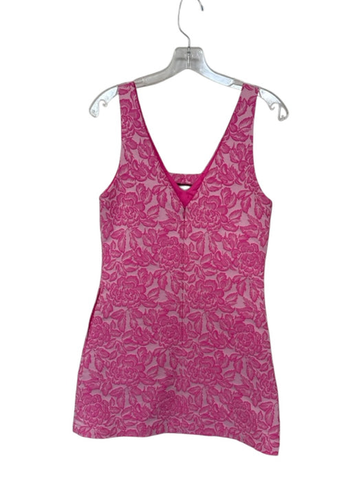 B. Right Size Small Pink Polyester Jacquard Floral Bow Detail Mini Dress Pink / Small