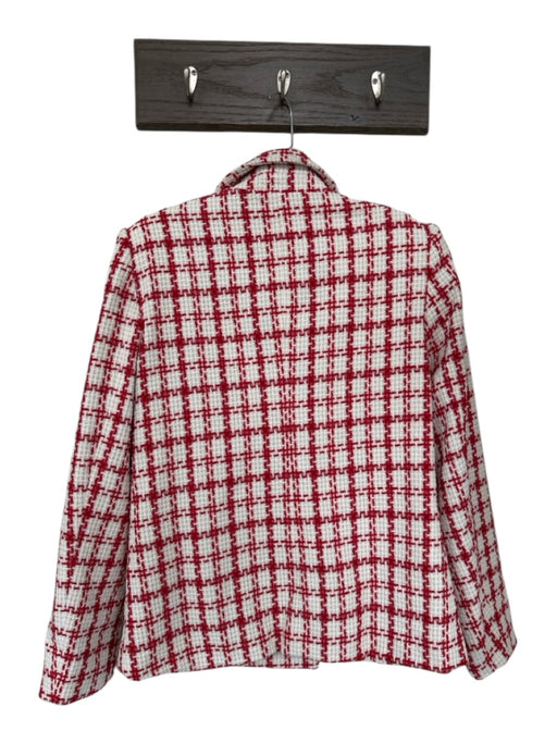 tea & cup Size S Red & White Polyester Plaid Shepherd's Check Blazer Red & White / S