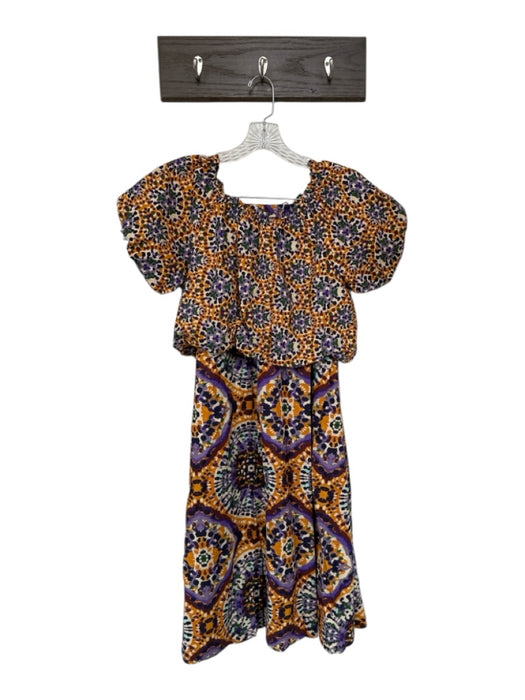 Jennifer & Grace Size S Purple & Multi Cotton Abstract Scrunch Waist Skirt Set Purple & Multi / S