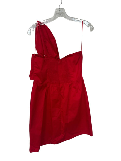 Strut & Bolt Size M Fire Engine Red Cotton Blend Bow One Shoulder Back Zip Dress Fire Engine Red / M