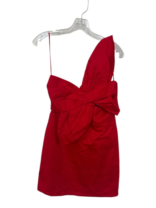 Strut & Bolt Size M Fire Engine Red Cotton Blend Bow One Shoulder Back Zip Dress Fire Engine Red / M