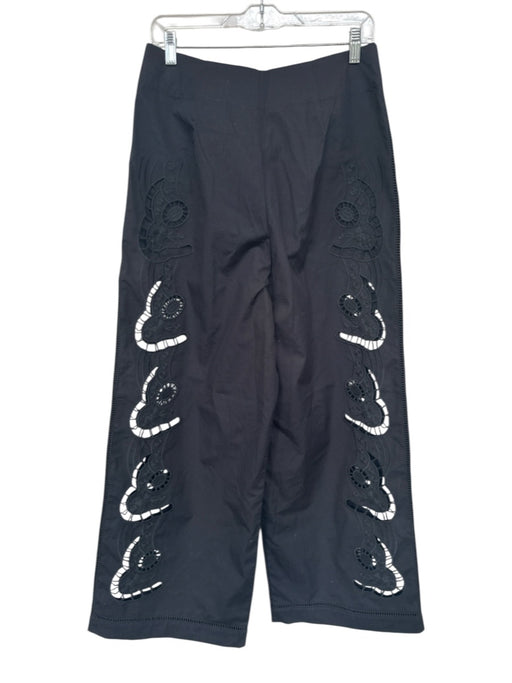 H&M Size 6 Black Cotton Eyelet Zip Fly Wide Leg Pants Black / 6