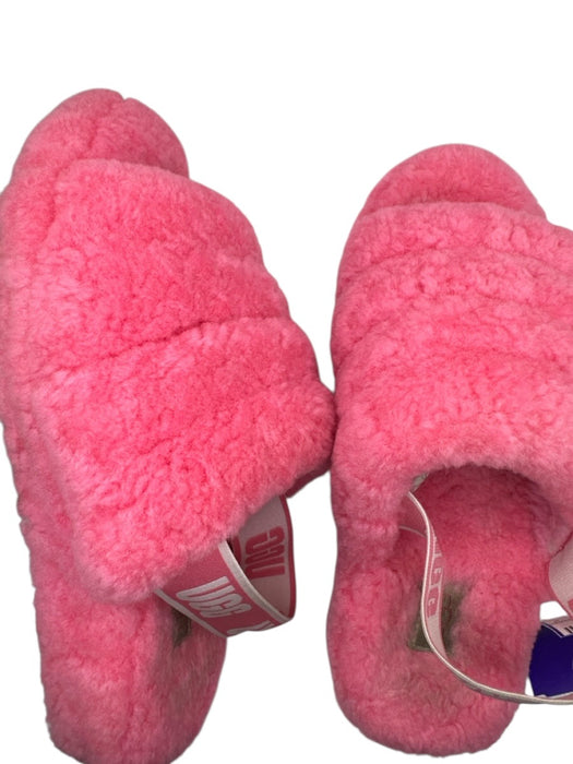 Ugg Shoe Size 8 Pink fuzzy Mule Platform Logo Slippers Pink / 8