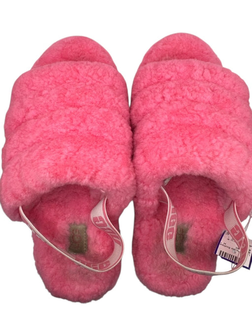 Ugg Shoe Size 8 Pink fuzzy Mule Platform Logo Slippers Pink / 8